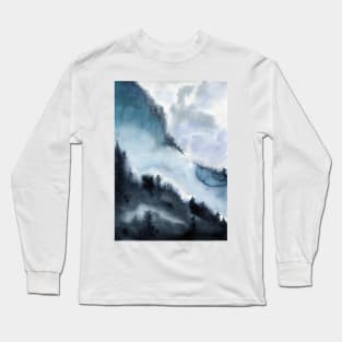 Watercolor landscape sky clouds Long Sleeve T-Shirt